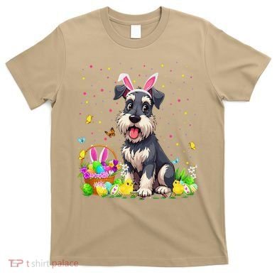 Miniature Schnauzer Dog Easter Egg Hunt Bunny Ear Easter T-Shirt