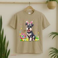 Miniature Schnauzer Dog Easter Egg Hunt Bunny Ear Easter T-Shirt thumb 2