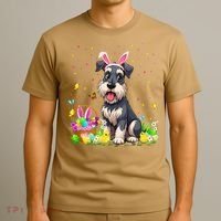 Miniature Schnauzer Dog Easter Egg Hunt Bunny Ear Easter T-Shirt thumb 3