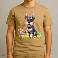 Miniature Schnauzer Dog Easter Egg Hunt Bunny Ear Easter T-Shirt thumb 3