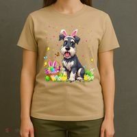Miniature Schnauzer Dog Easter Egg Hunt Bunny Ear Easter T-Shirt thumb 4