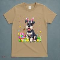 Miniature Schnauzer Dog Easter Egg Hunt Bunny Ear Easter T-Shirt thumb 5