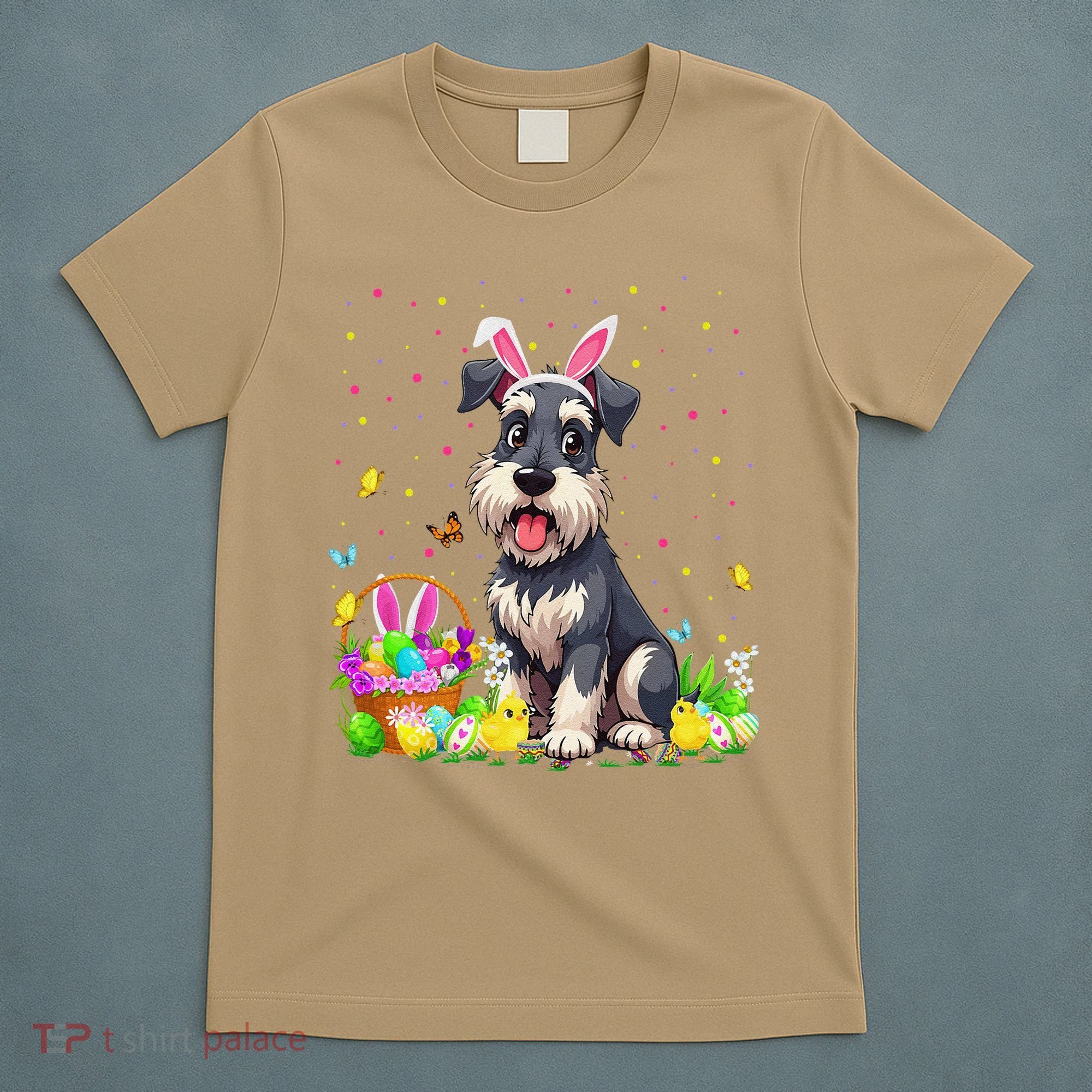 Miniature Schnauzer Dog Easter Egg Hunt Bunny Ear Easter T-Shirt