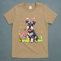 Miniature Schnauzer Dog Easter Egg Hunt Bunny Ear Easter T-Shirt thumb 5