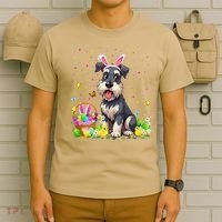Miniature Schnauzer Dog Easter Egg Hunt Bunny Ear Easter T-Shirt thumb 6