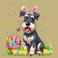 Miniature Schnauzer Dog Easter Egg Hunt Bunny Ear Easter Mousepad thumb 1