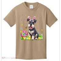 Miniature Schnauzer Dog Easter Egg Hunt Bunny Ear Easter Kids T-Shirt thumb 0