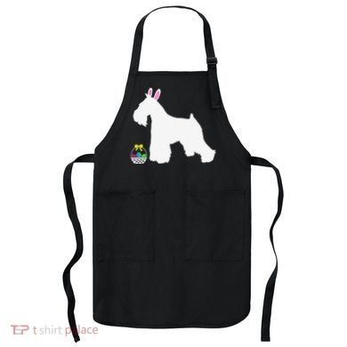 Miniature Schnauzer Easter Bunny Dog Silhouette Apron