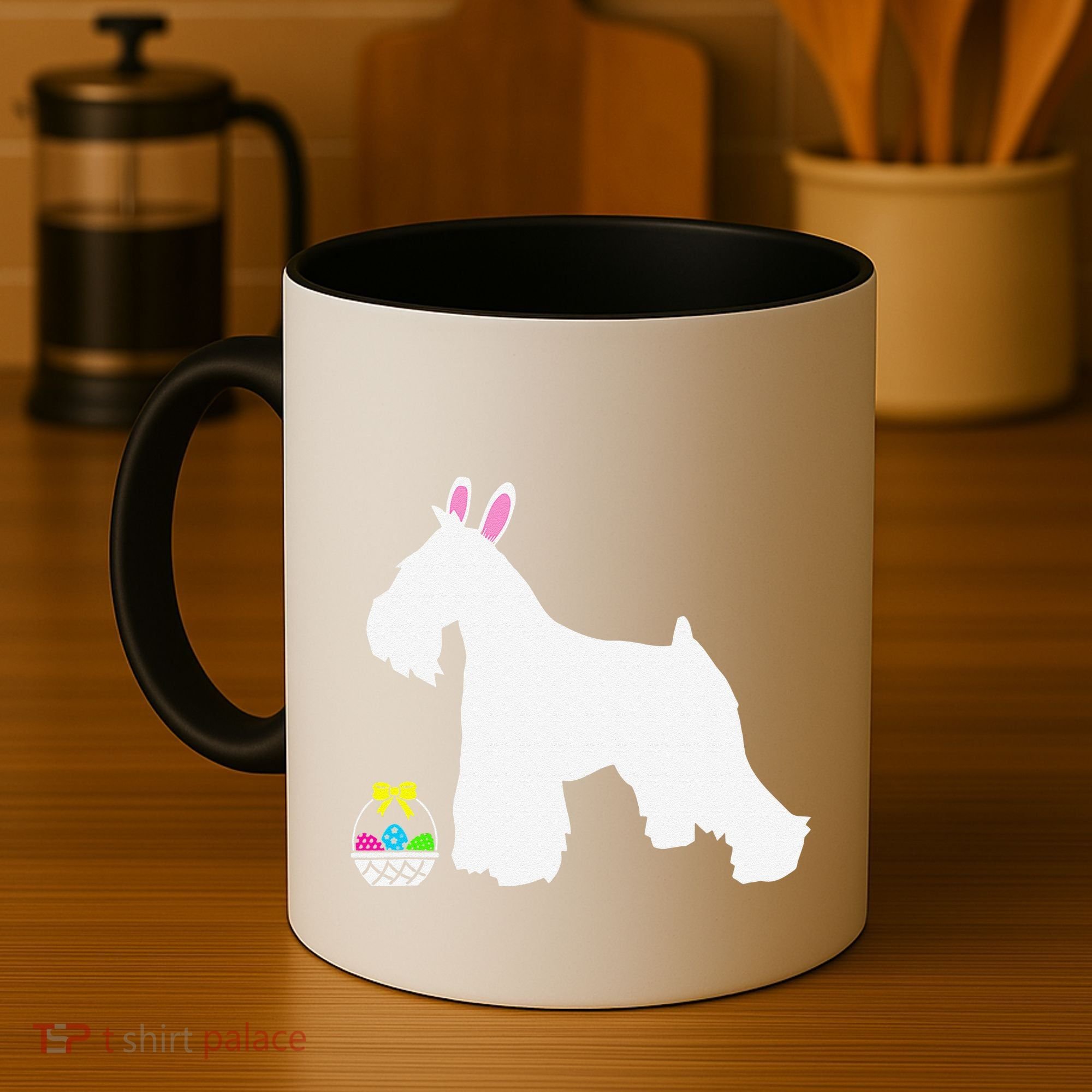 Miniature Schnauzer Easter Bunny Dog Silhouette Coffee Mug