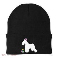 Miniature Schnauzer Easter Bunny Dog Silhouette Beanie thumb 0