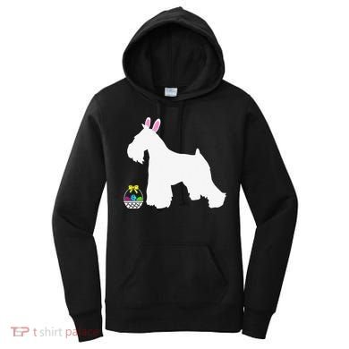 Miniature Schnauzer Easter Bunny Dog Silhouette Women's Hoodie