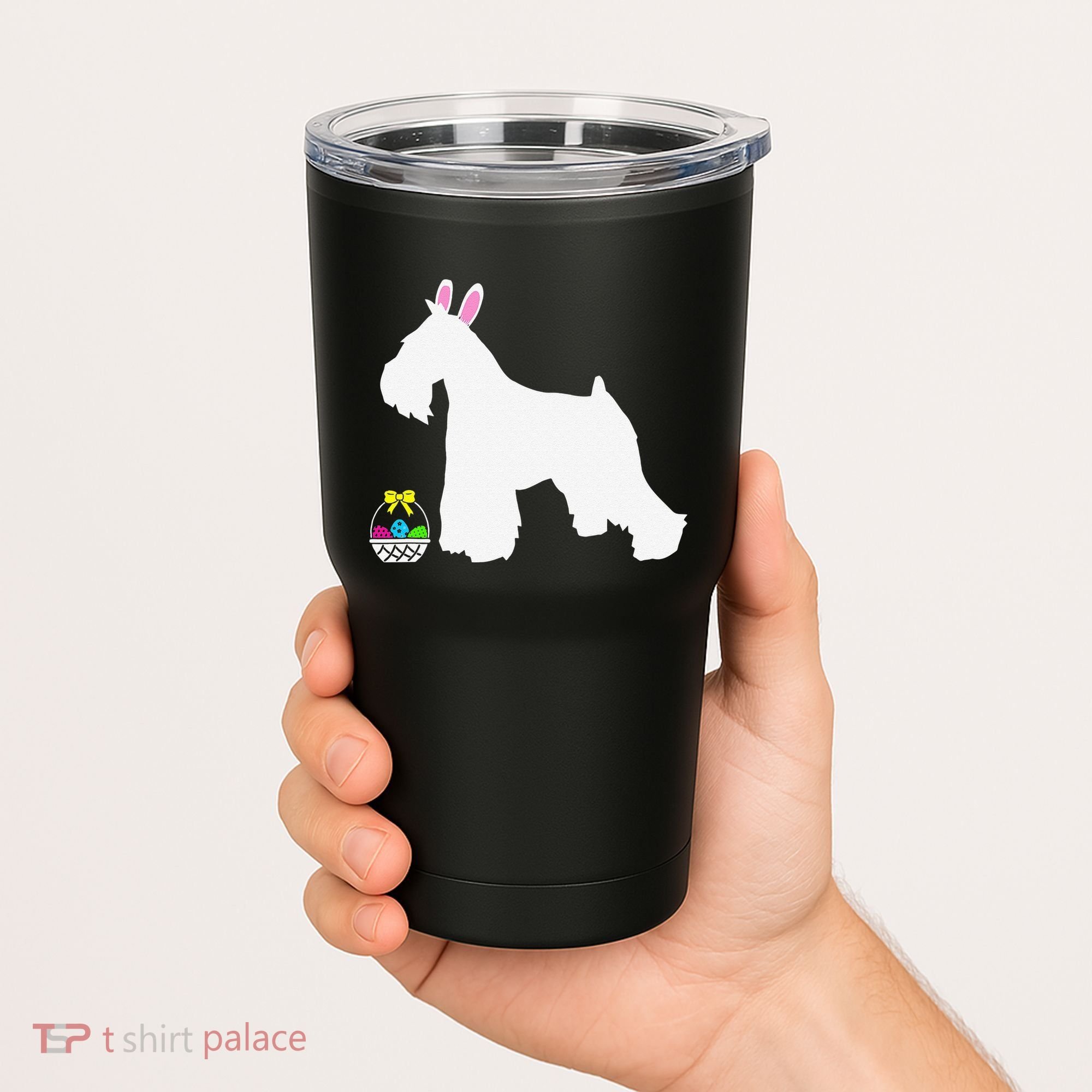Miniature Schnauzer Easter Bunny Dog Silhouette Tumbler