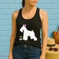 Miniature Schnauzer Easter Bunny Dog Silhouette Women's Tank Top thumb 2