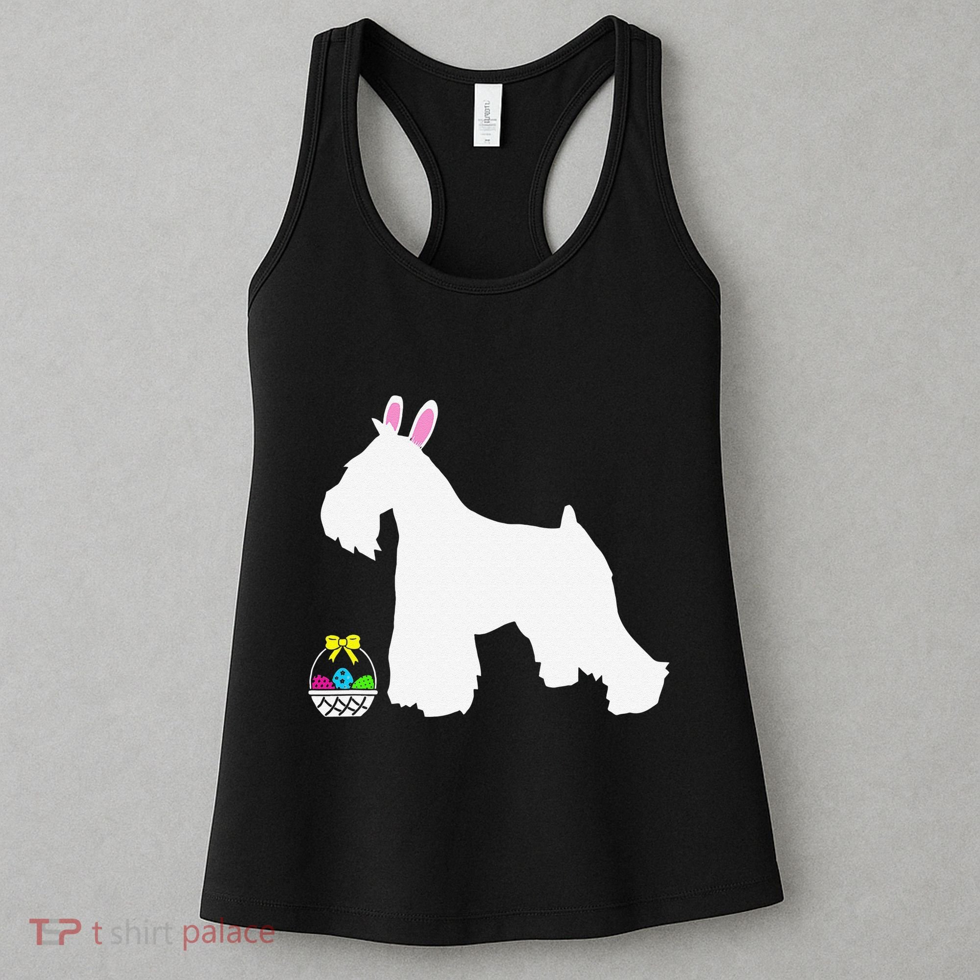 Miniature Schnauzer Easter Bunny Dog Silhouette Women's Tank Top