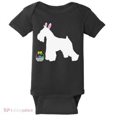 Miniature Schnauzer Easter Bunny Dog Silhouette Baby Bodysuit
