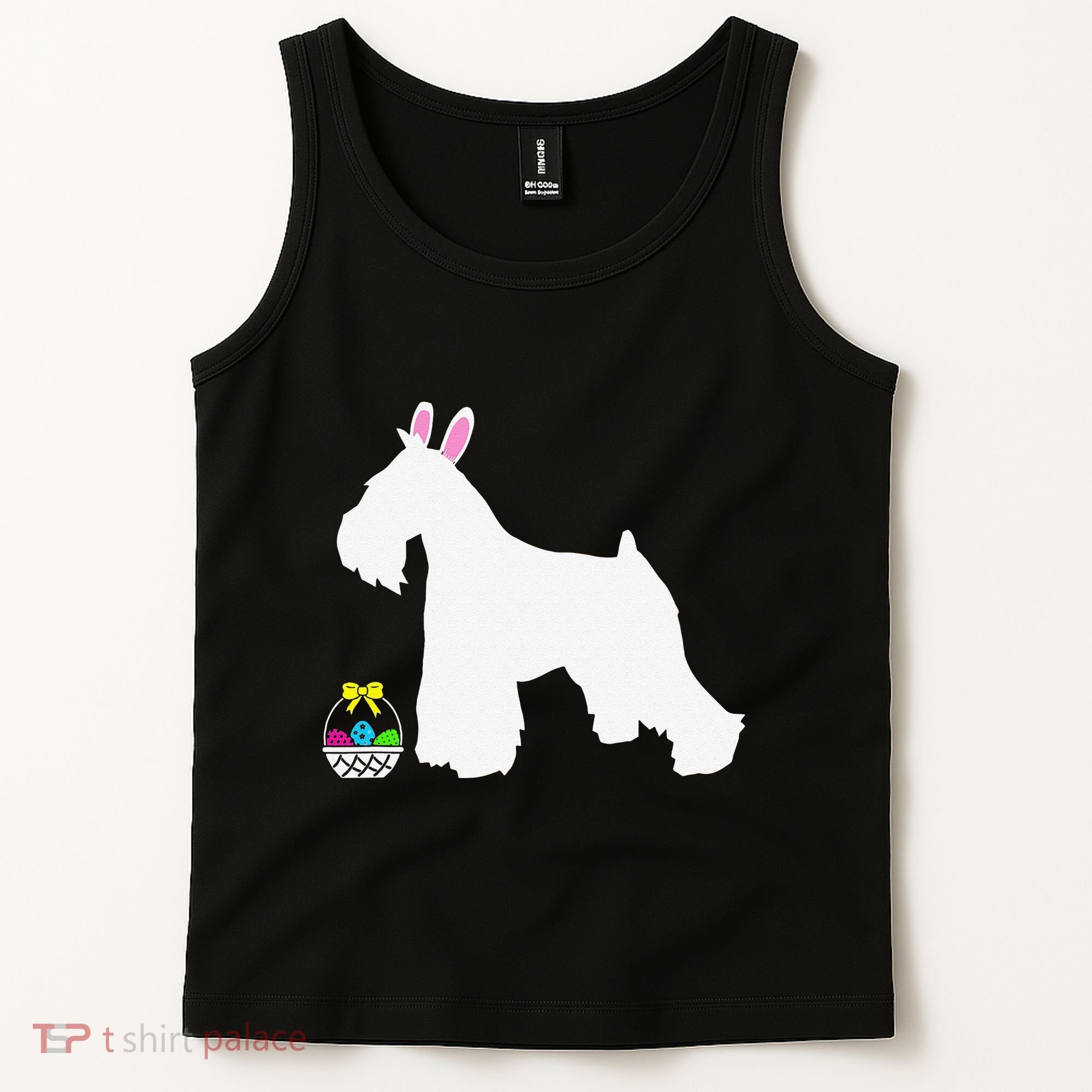 Miniature Schnauzer Easter Bunny Dog Silhouette Tank Top