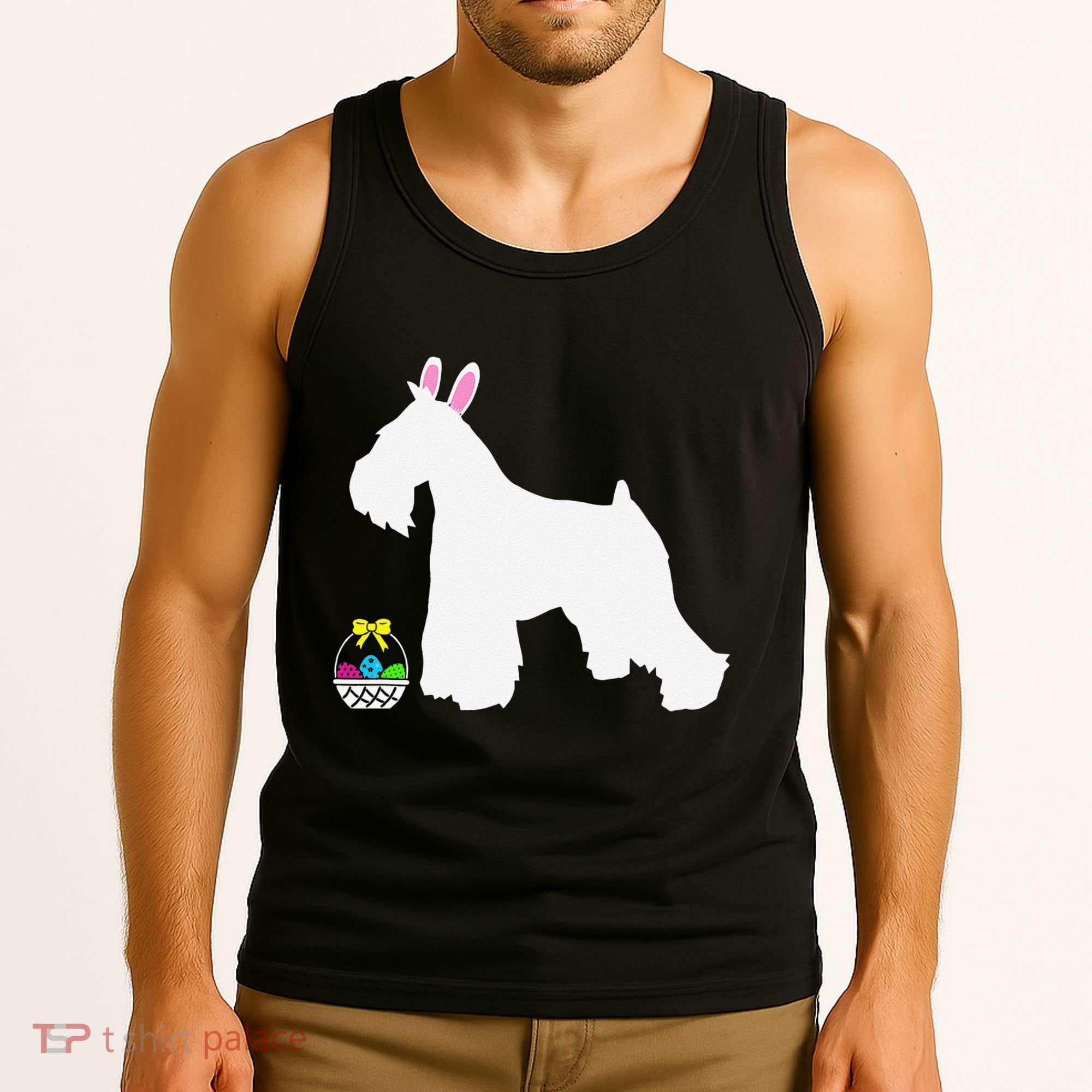 Miniature Schnauzer Easter Bunny Dog Silhouette Tank Top