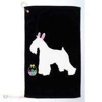 Miniature Schnauzer Easter Bunny Dog Silhouette Golf Towel thumb 0