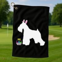 Miniature Schnauzer Easter Bunny Dog Silhouette Golf Towel thumb 1