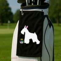 Miniature Schnauzer Easter Bunny Dog Silhouette Golf Towel thumb 2