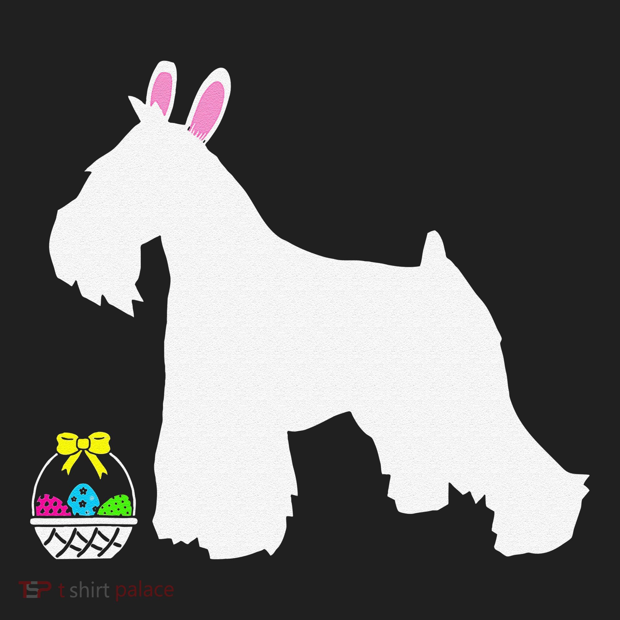 Miniature Schnauzer Easter Bunny Dog Silhouette Golf Towel
