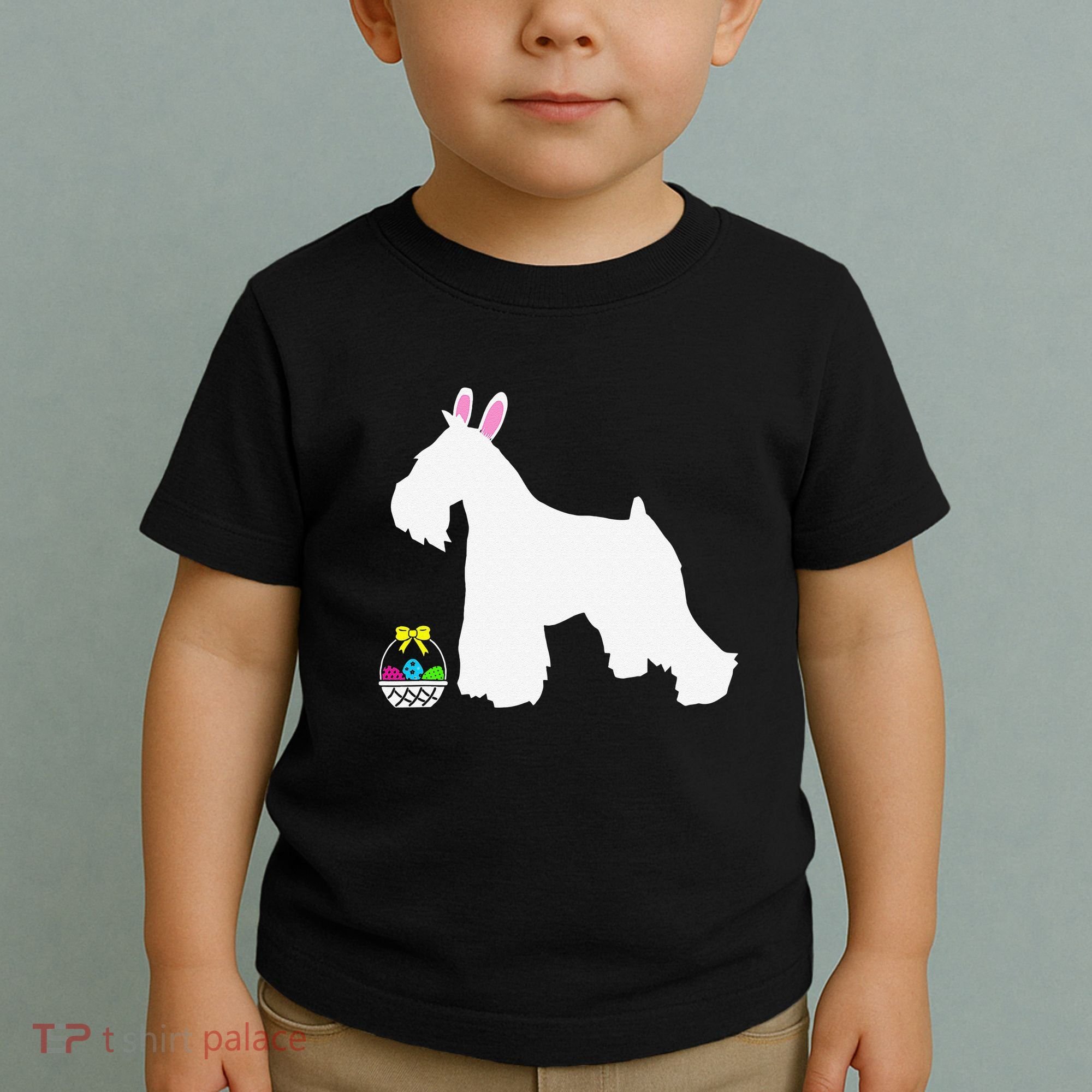 Miniature Schnauzer Easter Bunny Dog Silhouette Toddler T-Shirt