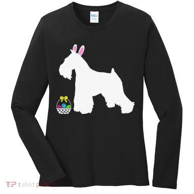 Miniature Schnauzer Easter Bunny Dog Silhouette Women's Long Sleeve Shirt