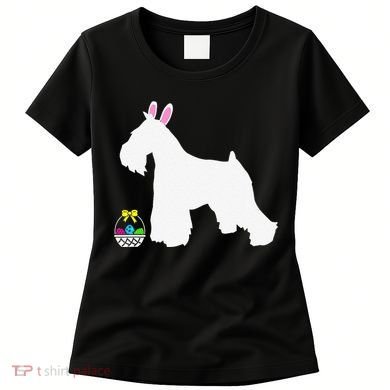 Miniature Schnauzer Easter Bunny Dog Silhouette Women's T-Shirt