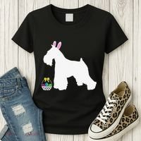Miniature Schnauzer Easter Bunny Dog Silhouette Women's T-Shirt thumb 3