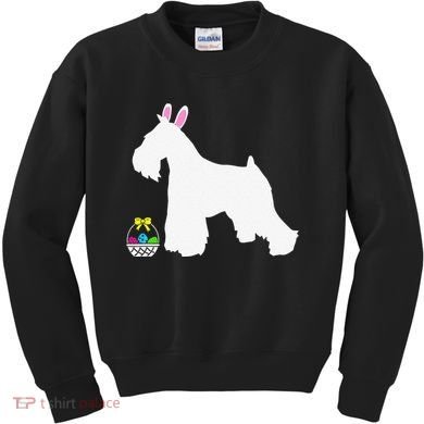 Miniature Schnauzer Easter Bunny Dog Silhouette Kids Sweatshirt