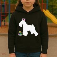 Miniature Schnauzer Easter Bunny Dog Silhouette Kids Hoodie thumb 3