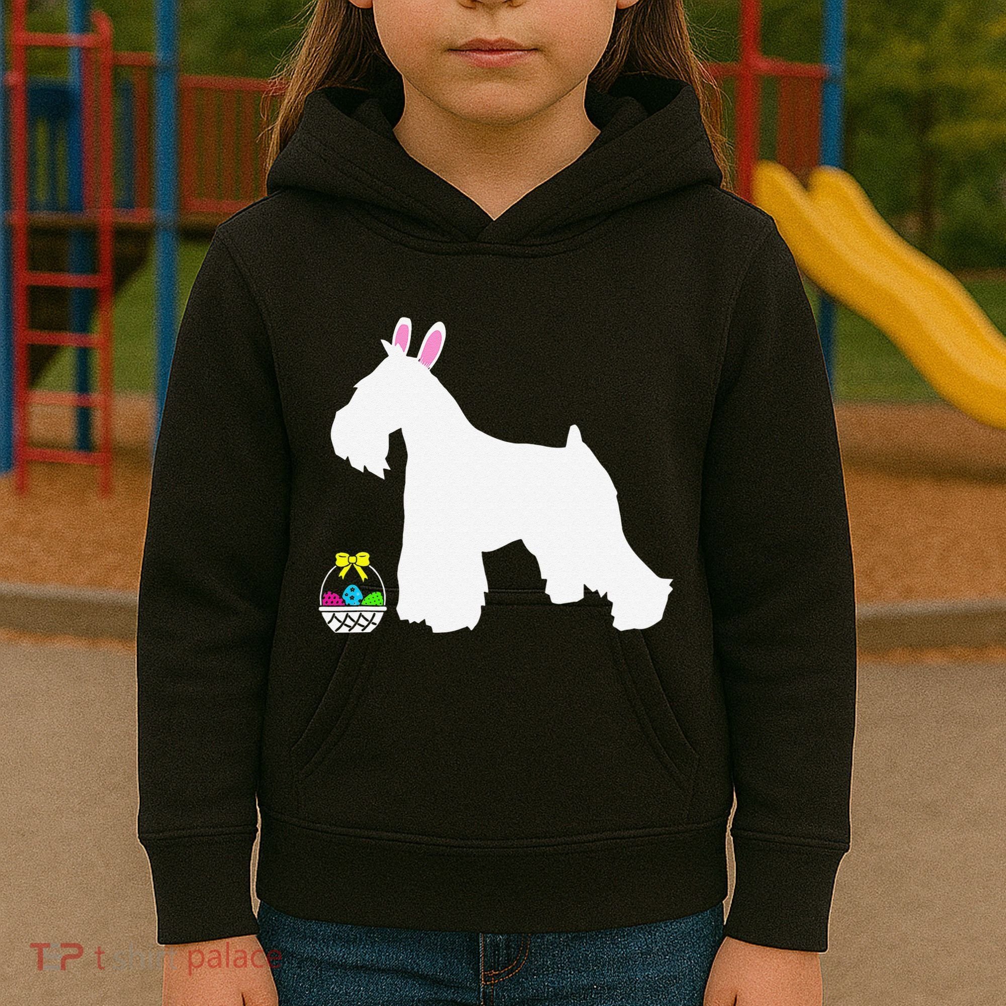 Miniature Schnauzer Easter Bunny Dog Silhouette Kids Hoodie