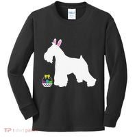 Miniature Schnauzer Easter Bunny Dog Silhouette Kids Long Sleeve Shirt thumb 0