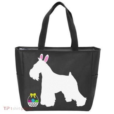 Miniature Schnauzer Easter Bunny Dog Silhouette Tote Bag