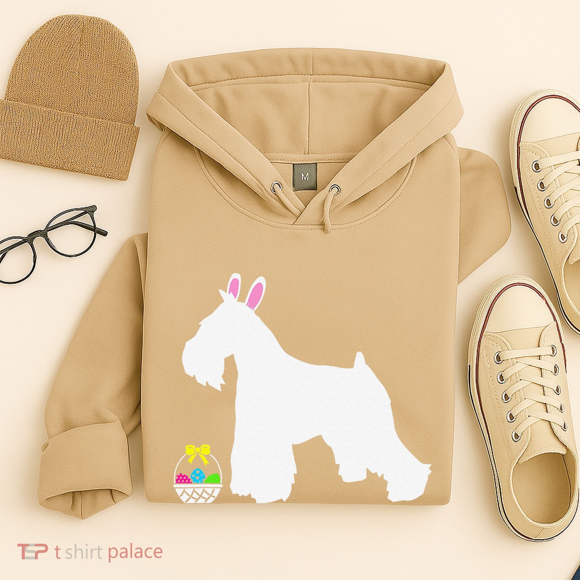 Miniature Schnauzer Easter Bunny Dog Silhouette Hoodie