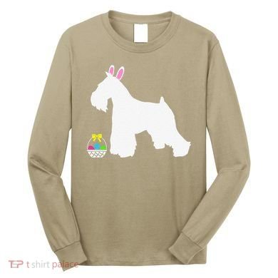 Miniature Schnauzer Easter Bunny Dog Silhouette Long Sleeve Shirt