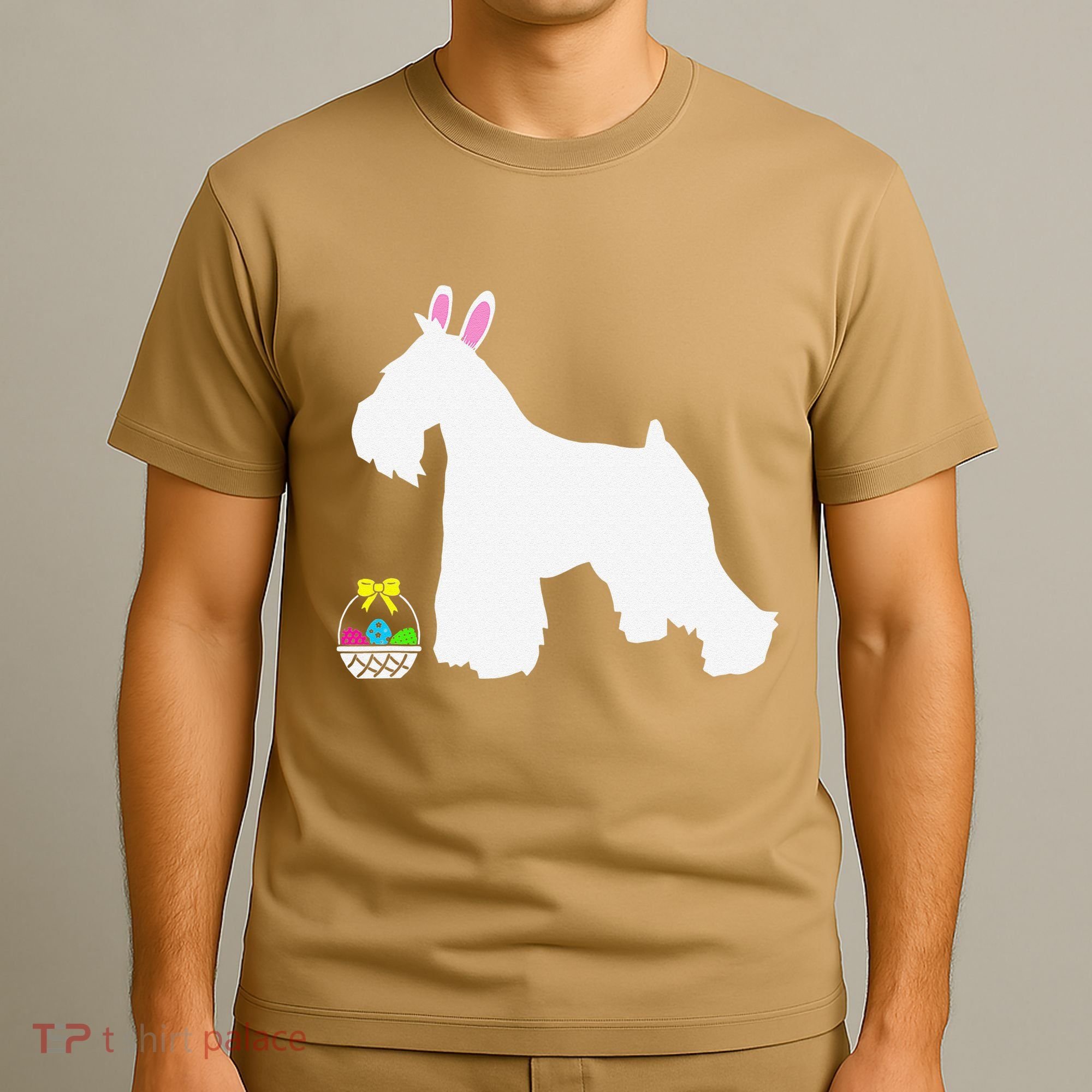 Miniature Schnauzer Easter Bunny Dog Silhouette T-Shirt