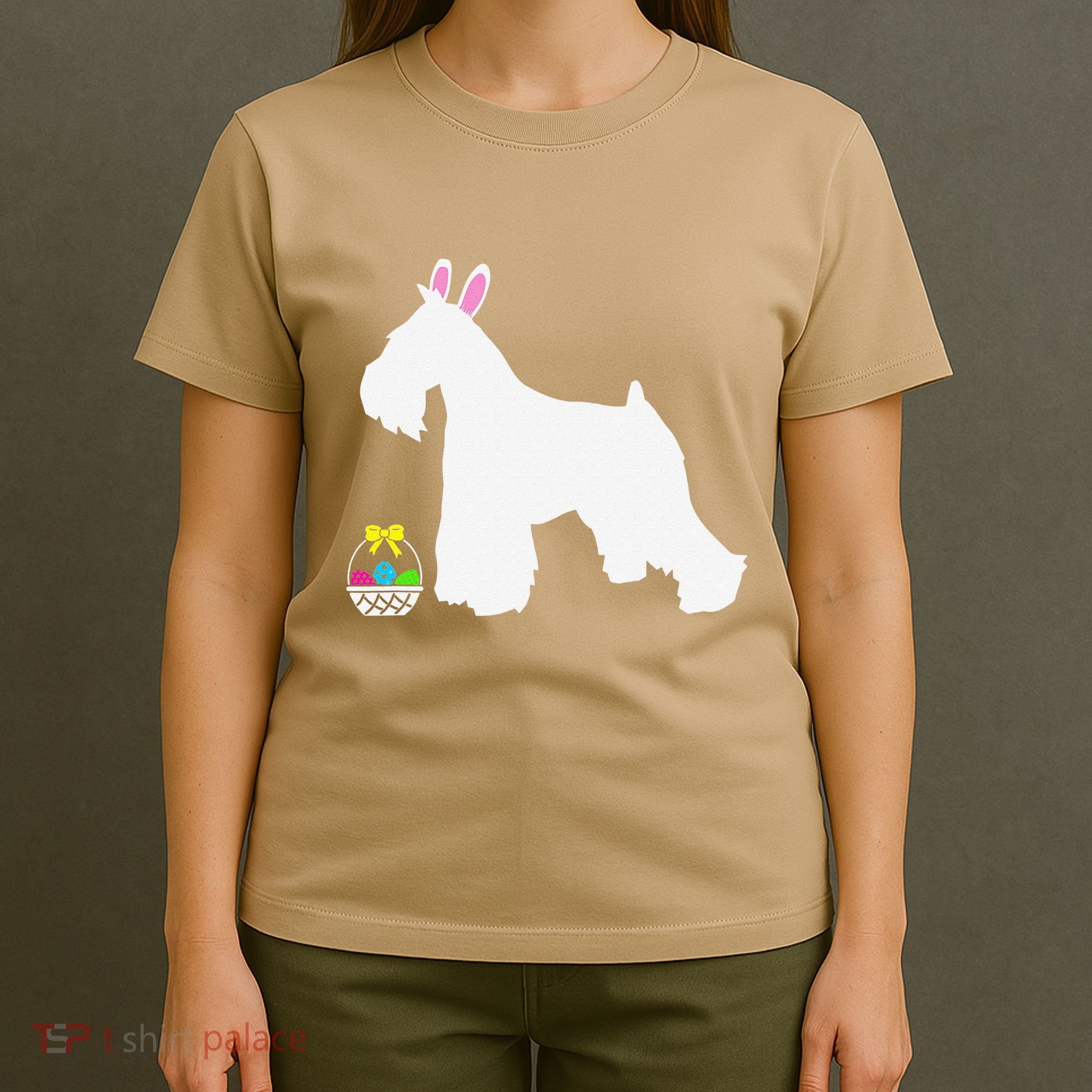 Miniature Schnauzer Easter Bunny Dog Silhouette T-Shirt