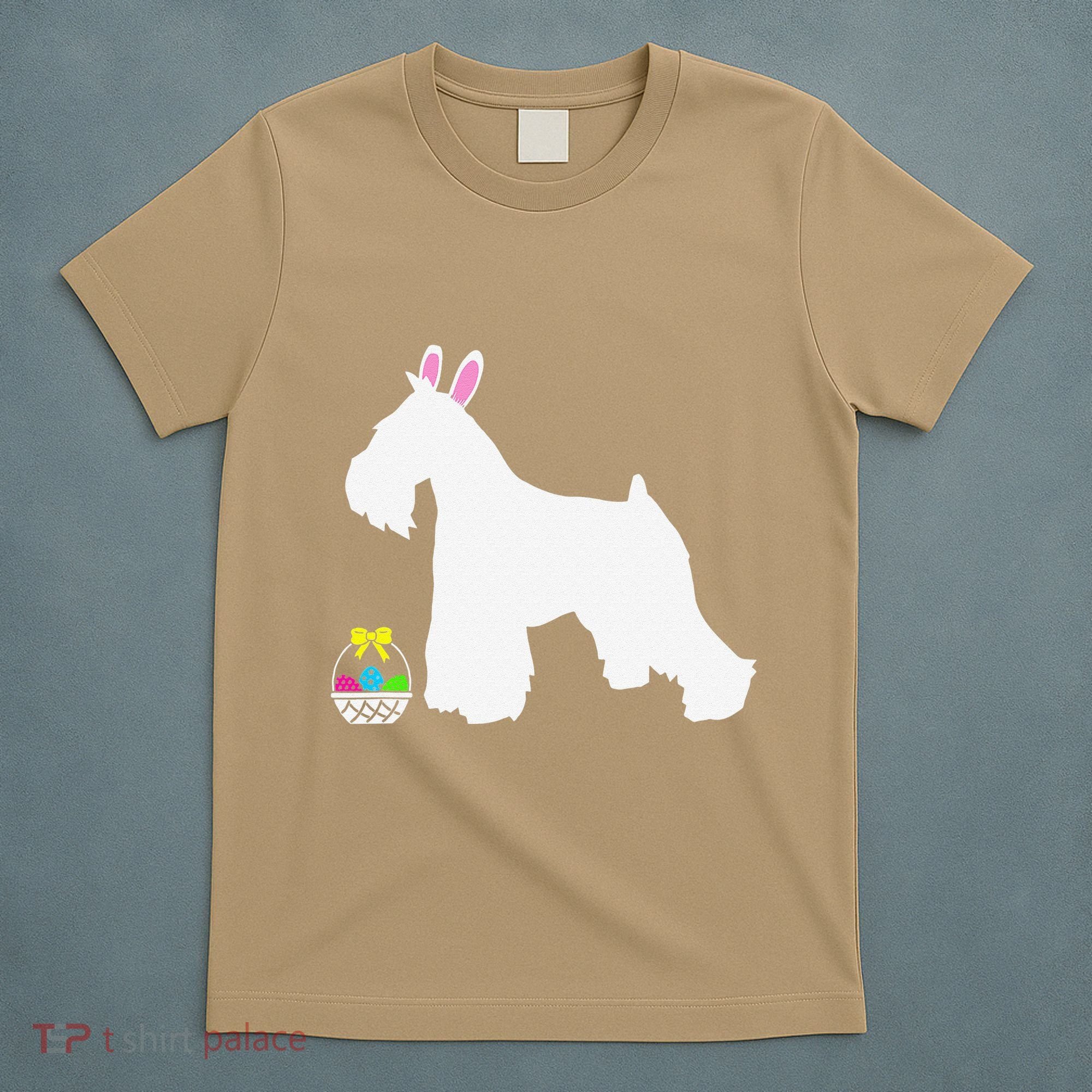 Miniature Schnauzer Easter Bunny Dog Silhouette T-Shirt