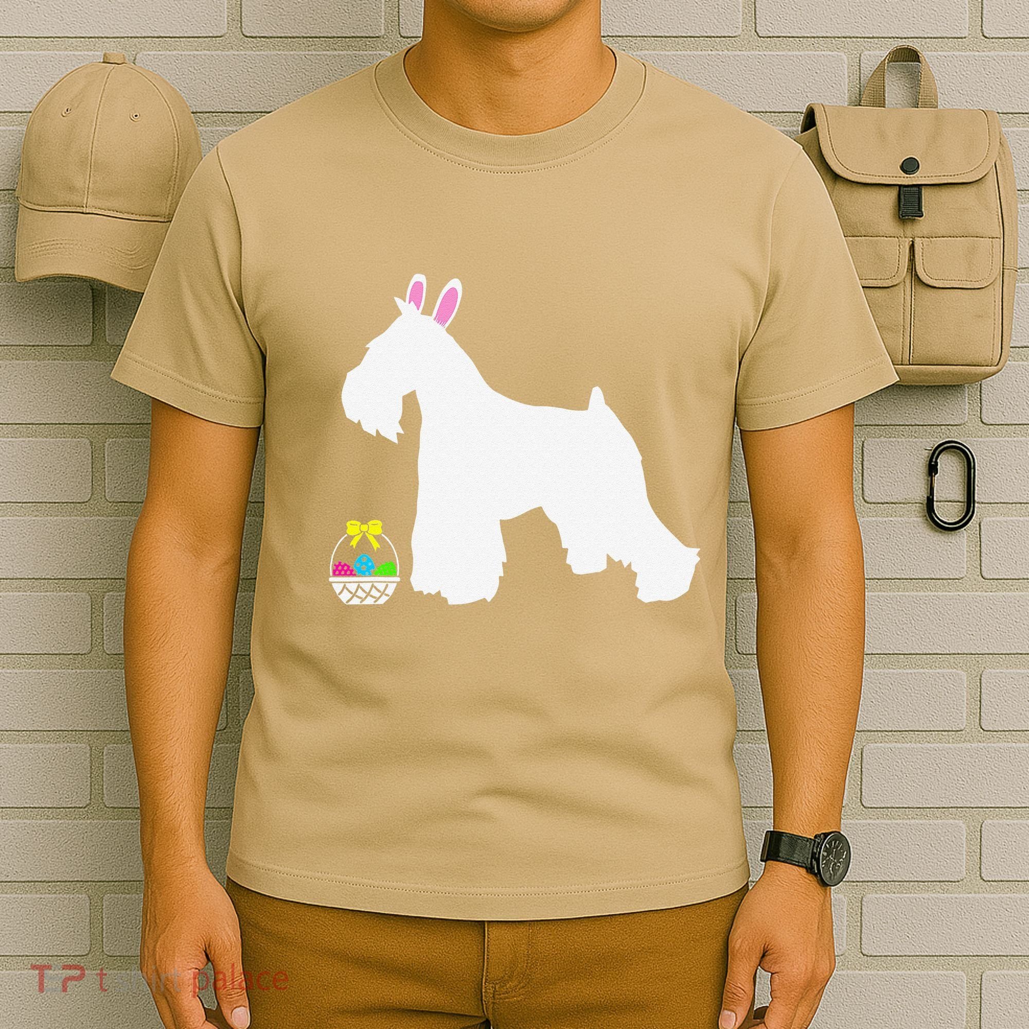 Miniature Schnauzer Easter Bunny Dog Silhouette T-Shirt