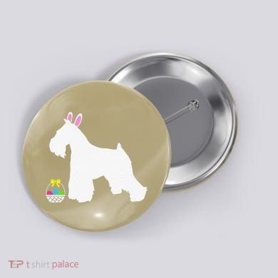 Miniature Schnauzer Easter Bunny Dog Silhouette Button