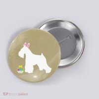 Miniature Schnauzer Easter Bunny Dog Silhouette Button thumb 0