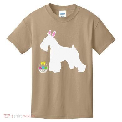 Miniature Schnauzer Easter Bunny Dog Silhouette Kids T-Shirt