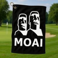 Moai Statues Easter Island Heads Polynesia Golf Towel thumb 1