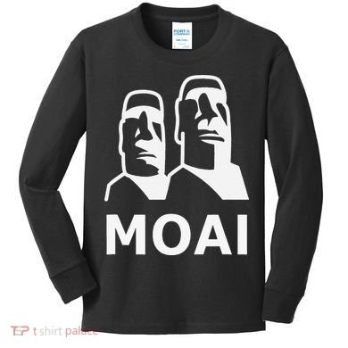 Moai Statues Easter Island Heads Polynesia Kids Long Sleeve Shirt