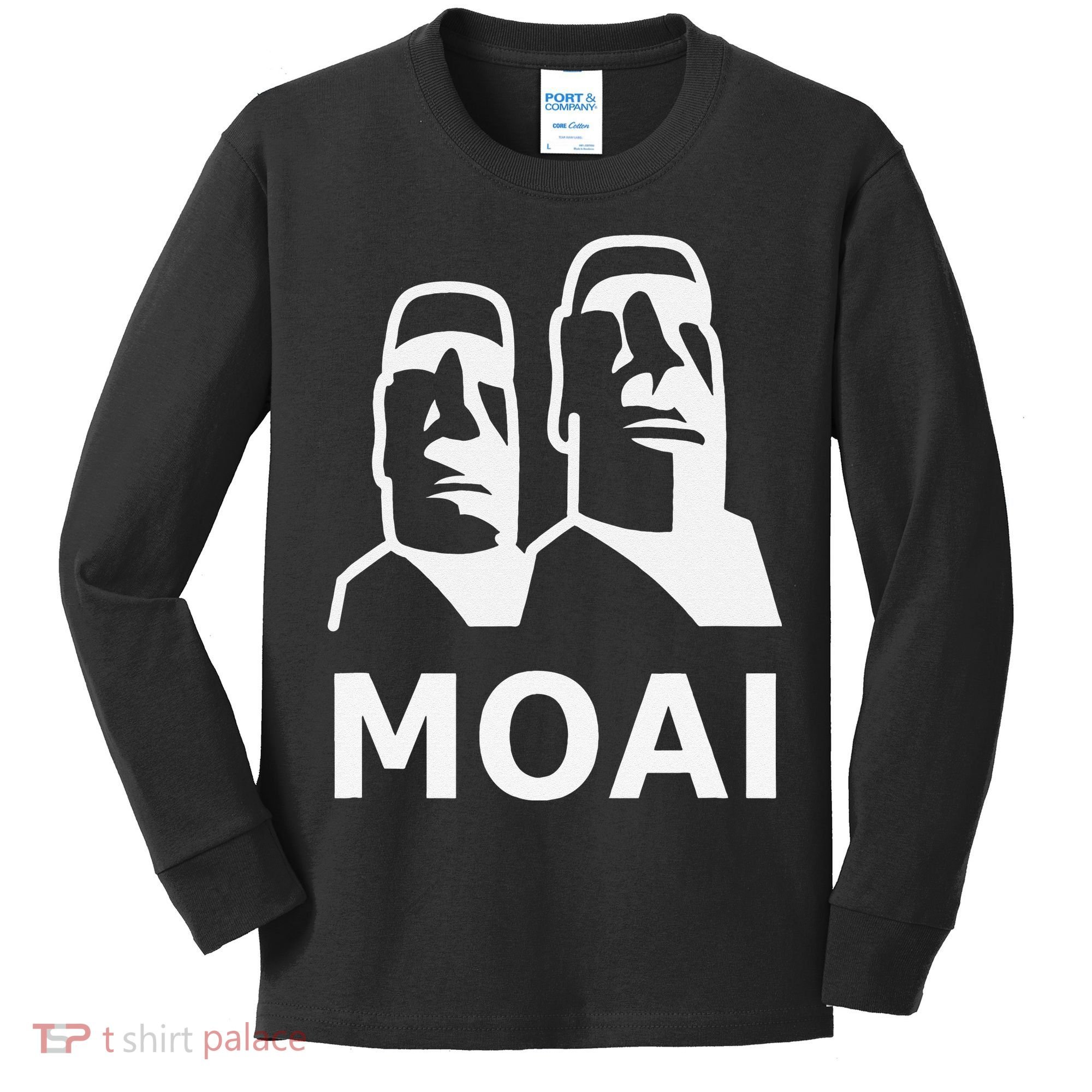 Moai Statues Easter Island Heads Polynesia Kids Long Sleeve Shirt