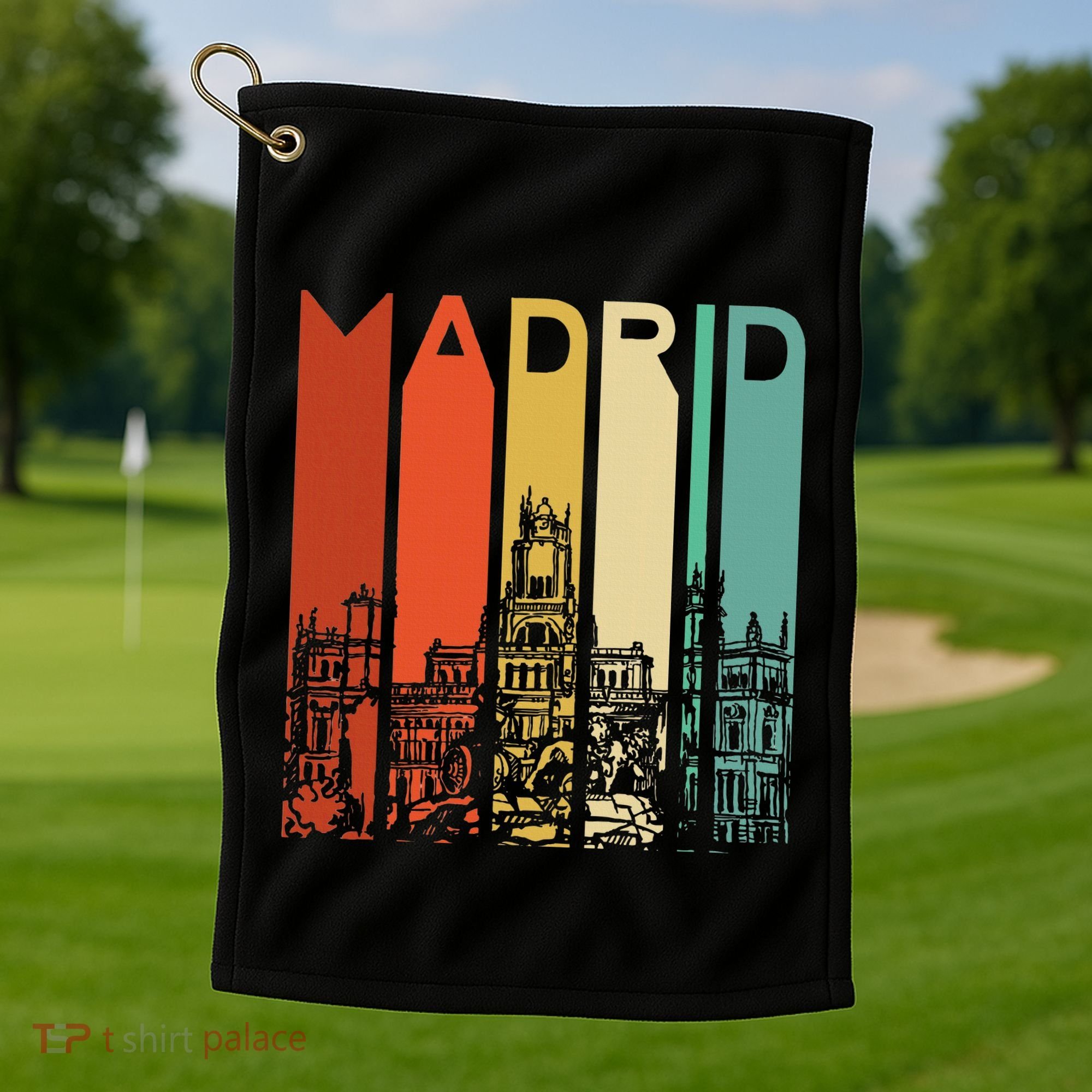Madrid Spain Espana Barcelona Catalonia Spanish Retro Basque Golf Towel