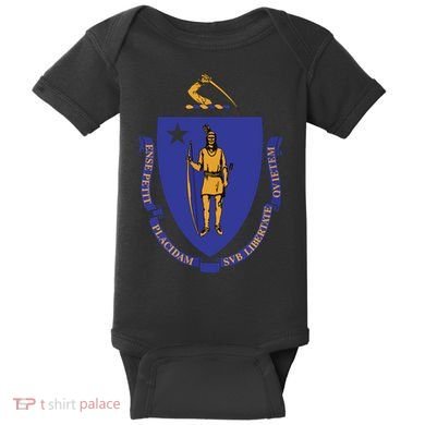 Massachusetts State Flag Us State Flag Baby Bodysuit