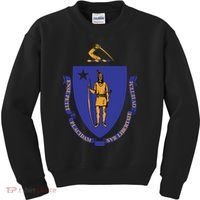 Massachusetts State Flag Us State Flag Kids Sweatshirt thumb 0