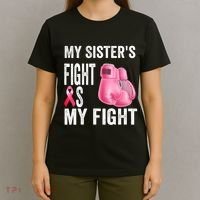 My Sisters Fight Is My Fight Breast Cancer Boxing Gloves T-Shirt thumb 4